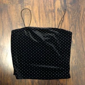 Black velvet rhinestones spaghetti strap crop top from dynamite.